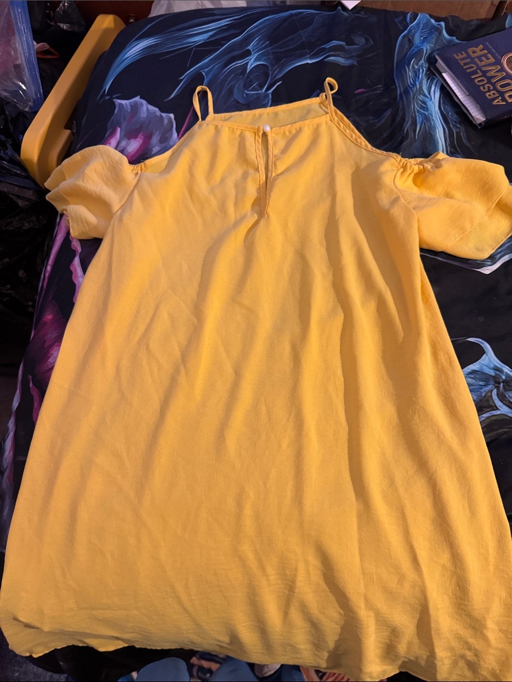 SHEIN Yellow Cold-Shoulder Spaghetti Strap Tunic